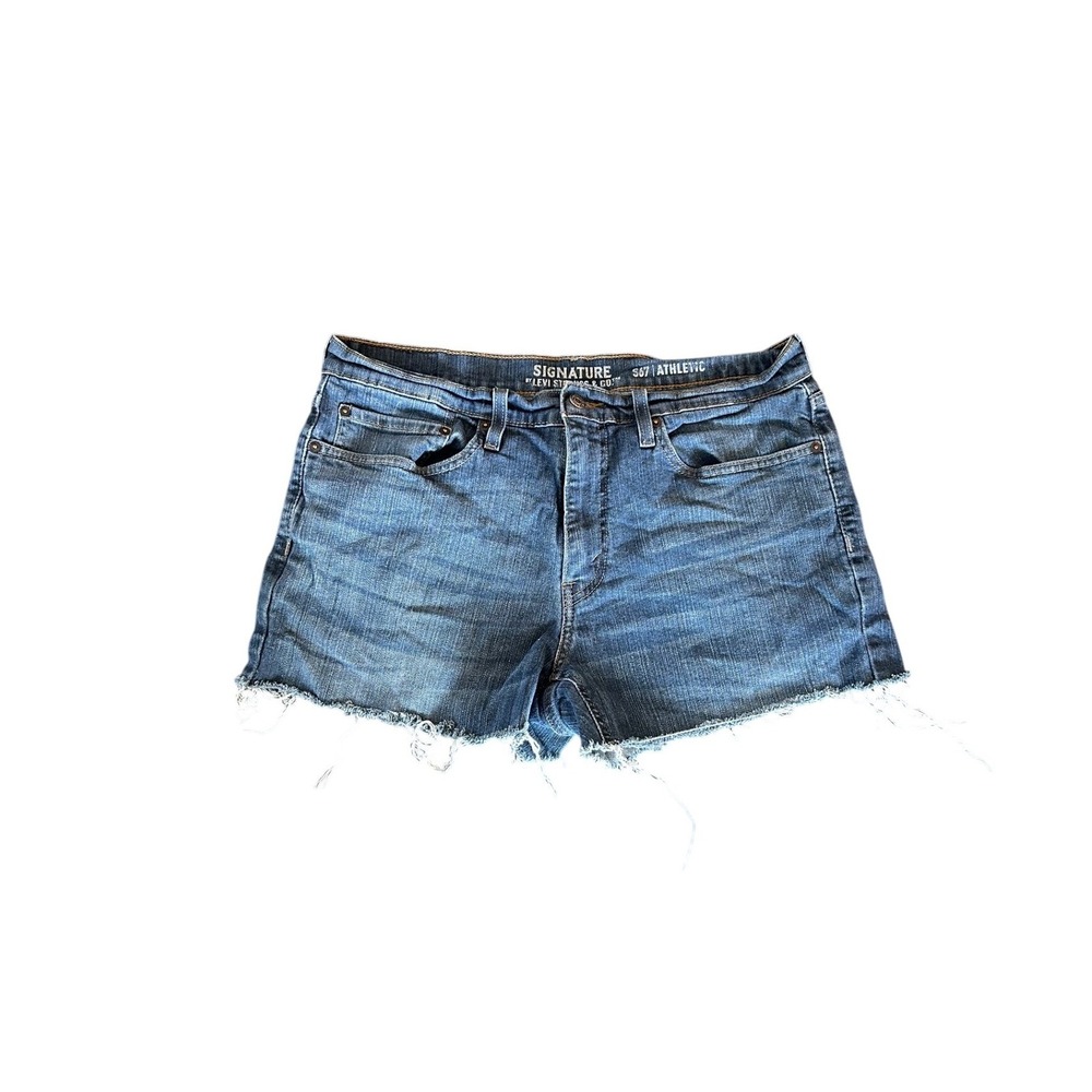 Signature by Levi Strauss S67 Athletic Cut Off Denim Shorts Blue 34 Womens